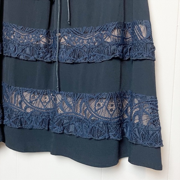 For Love & Lemons NWT Lola Rose Sleeveless Mini Dress black navy lace-up boho - Picture 5 of 16